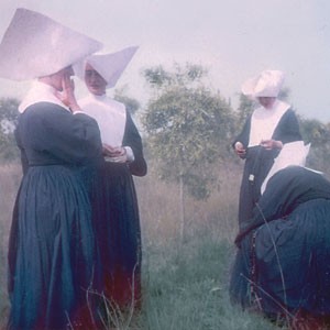 Sisters on top of an empty lot on 9th Ave. in 1959 as they look for the hospital's new location