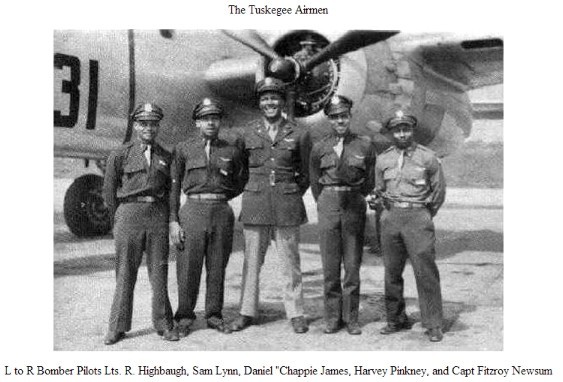 Tuskegee Airmen of 99th Pursuit Squadron. James is the tall fellow in the center