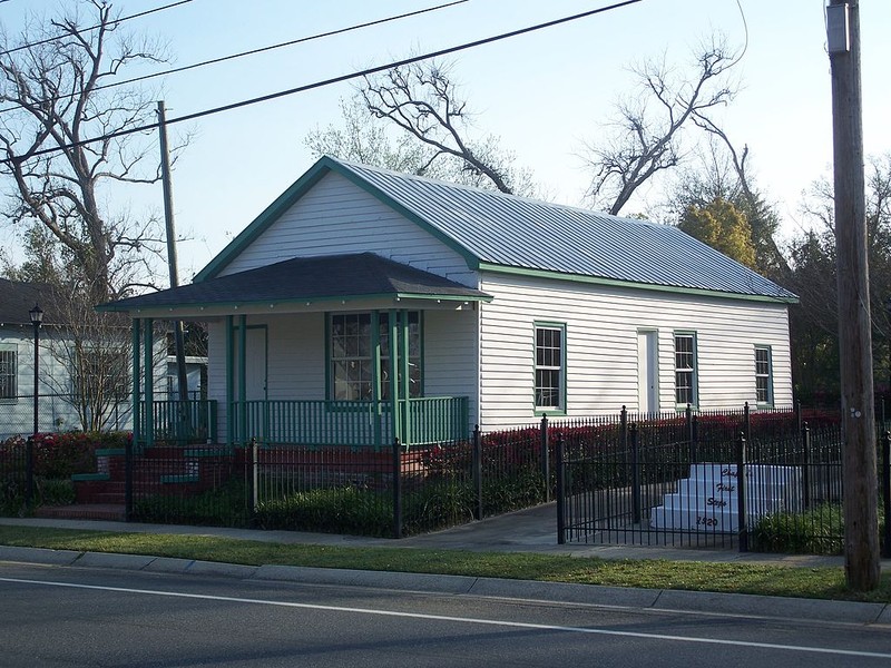 The James Home as it looks today. To the right are the engraved steps