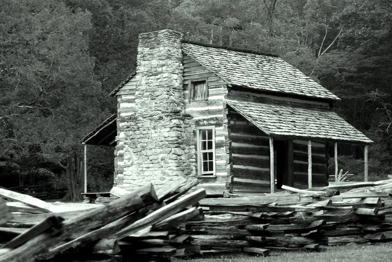 Historic Photo of the John Oliver Cabin in Cades Cove