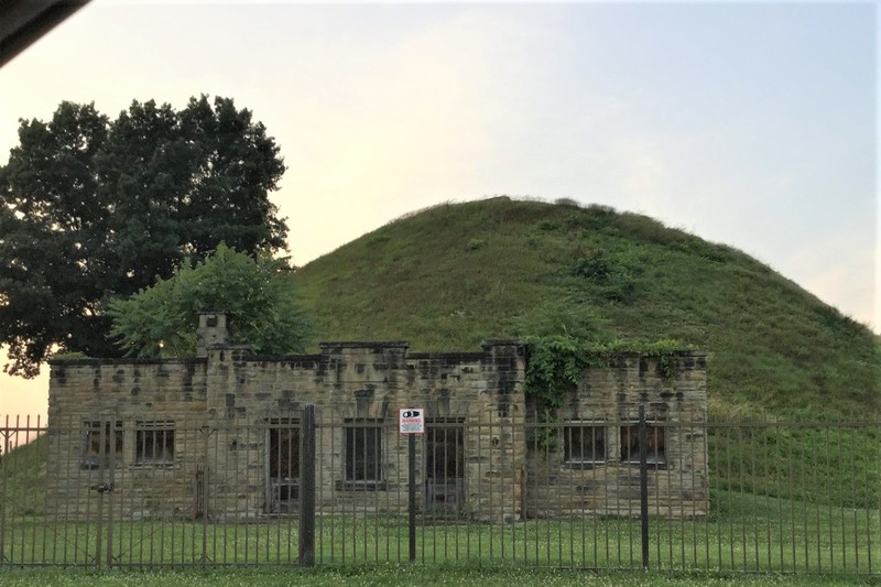 South side of the mound with the remains of the original museum.