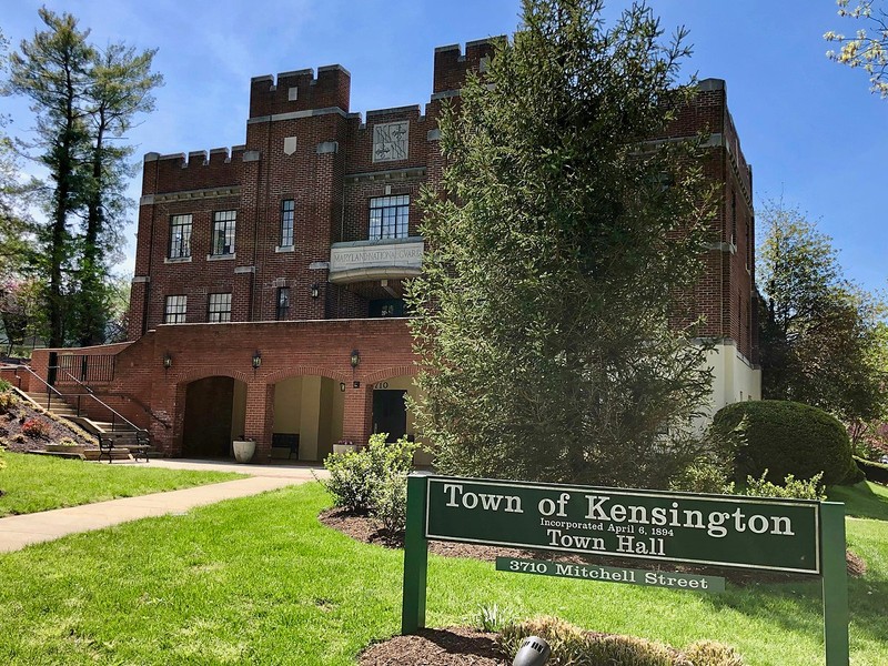 Constructed as an armory in 1927, this building is now home to Kensington's Town Hall..