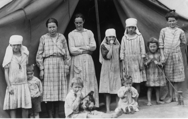 Miners' family in a tent colony, 1920.