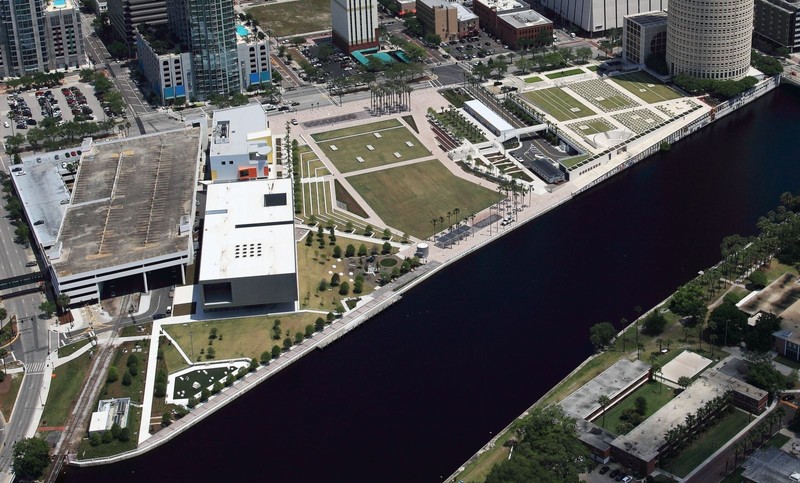 Curtis Hixon property today. The Tampa River Walk runs along the bay.