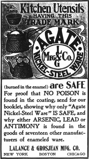 An advertisement for the Lalance & Grosjean's Manufacturing Company's popular Agate Ware from 1901.   