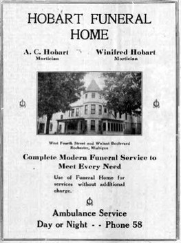 Newspaper ad for Hobart Funeral Home, 1933