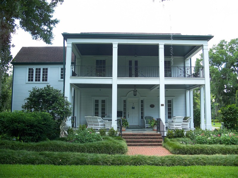 The Mizell-Leu House was first built in 1888 and was expanded significantly over the coming decades by subsequent owners. The building in the street view is the Welcome Center.