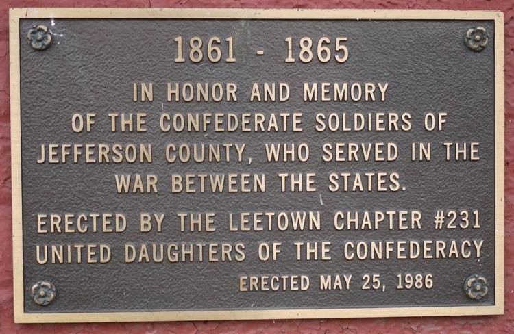 In 2017 a fierce debate was launched over the presence of a Confederate memorial plaque at the courthouse. It was ultimately decided to keep the plaque in place. Image obtained from the Spirit of Jefferson. 