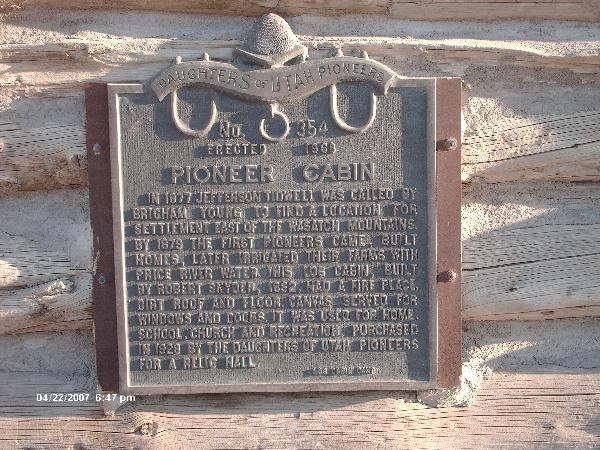 This is a photo of the plaque that is on the front of the cabin. Photo Cred. Jamie Powell
