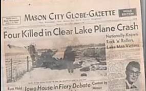 Mason City newspaper front page headline covering the tragic crash