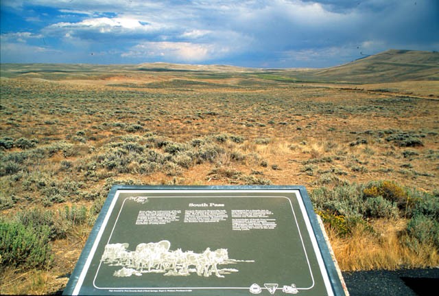 One of several historical markers that share the history of South Pass in this area