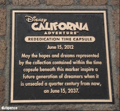 This photo shows the time capsule buried beneath Disney's California Adventure Park. 