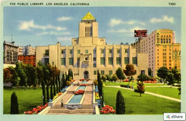 1935 Postcard LA Central Library