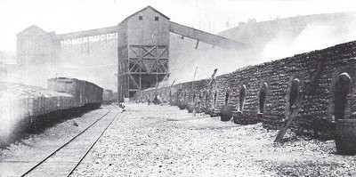 Tipple and coke ovens at Coketon, WV, another property of Davis Coal & Coke Co. This and the first picture are from a reprint of an 1899 book titled "West Virginia Central and Pittsburgh Railway Company."