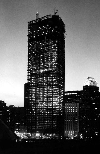 Construction of U.S. Steel Tower in 1969; Source: Brookline Connection