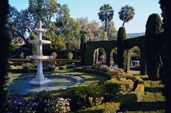 View of one of the gardens, which are located behind the museum along the river.