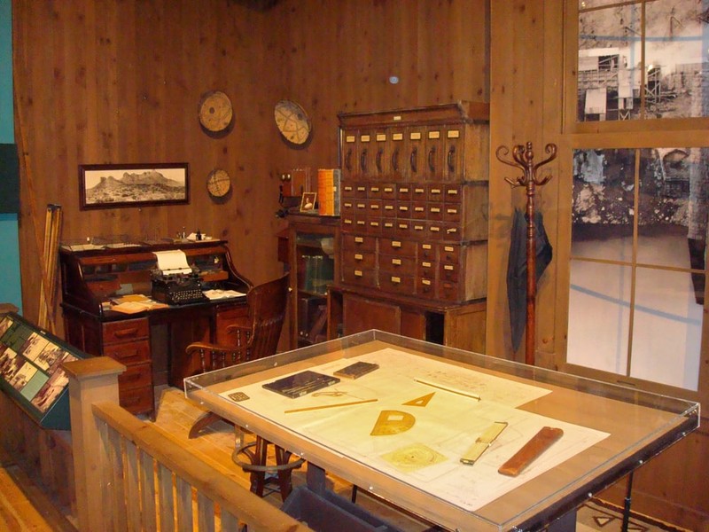 A recreated mining office.