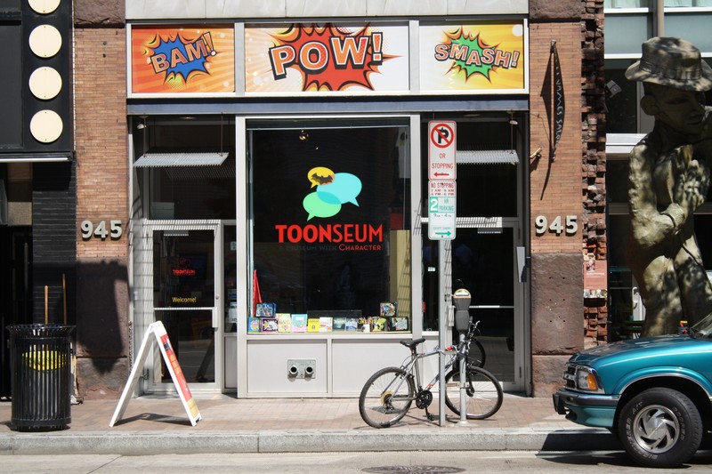 The store front entrance to the ToonSeum