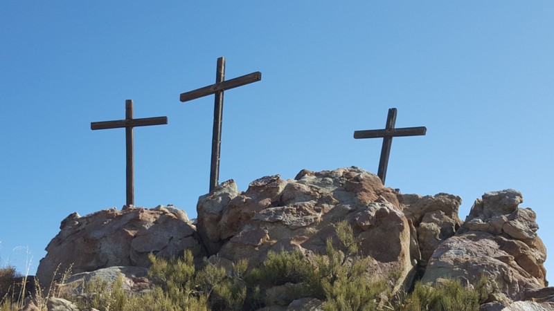 The crosses face Isabella lakebed.