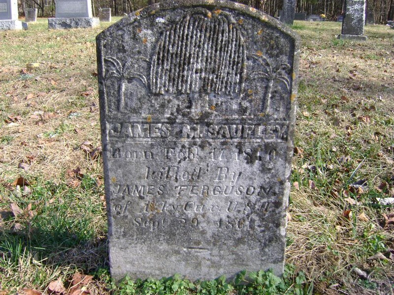 Headstone of Confederate solider, James Saufley