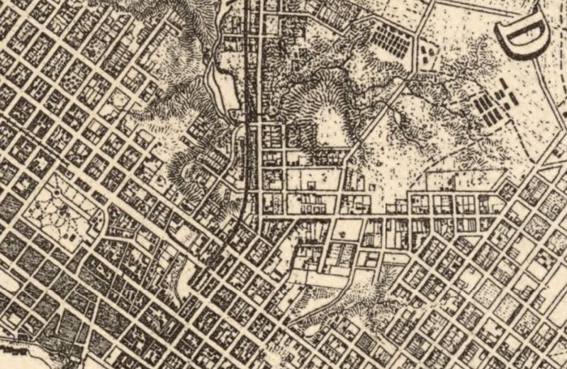 Street grids -old & new- downtown Richmond 1867, Michler & Mickie map