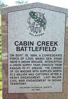 The Oklahoma Historical Society's Cabin Creek marker