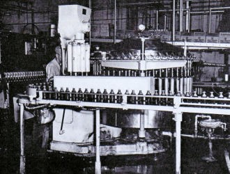 Modern machinery bottled and capped Fesenmeier beer. Date and photographer unknown. Courtesy of Goldenseal Magazine.