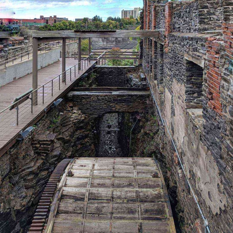 One of the historic Browns' Race mills, built in 1916, that used water power from High Falls