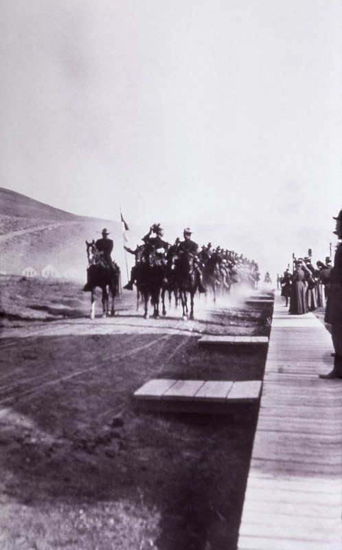 Company M of the 1st Cavalry arrive to Mammoth Hot Springs in 1886