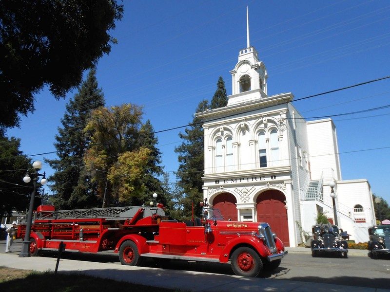 The Empire Fire Station at History Park with fire engine during the Antique Auto Event (image from San Jose in 2018)