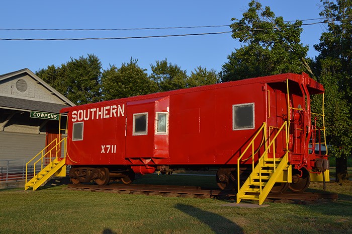 The Cowpens Depot features this rail car next to it.