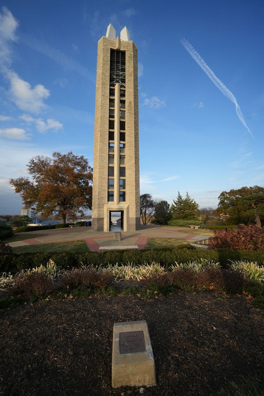 The Campanile includes a dedication plaque