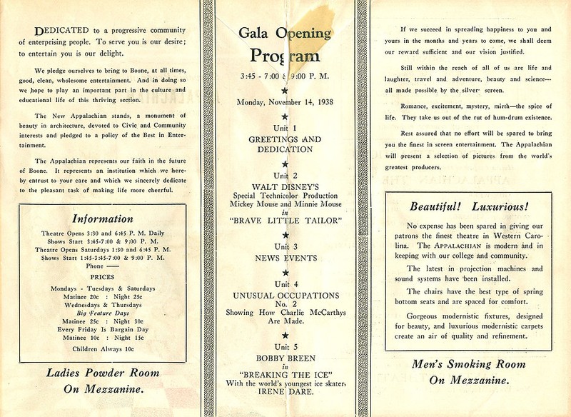 "No expense has been spared," declares the theater's opening gala program in 1938.
