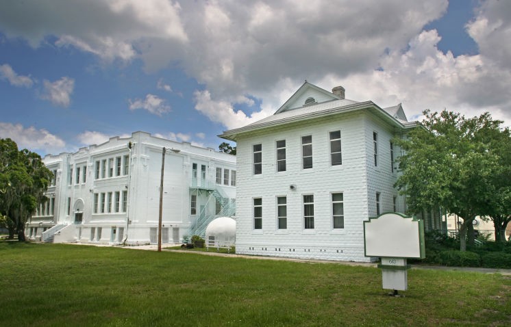 The structure on the right was built in 1906 and is part of the school complex that is now operated by the Clearwater Historical Society.