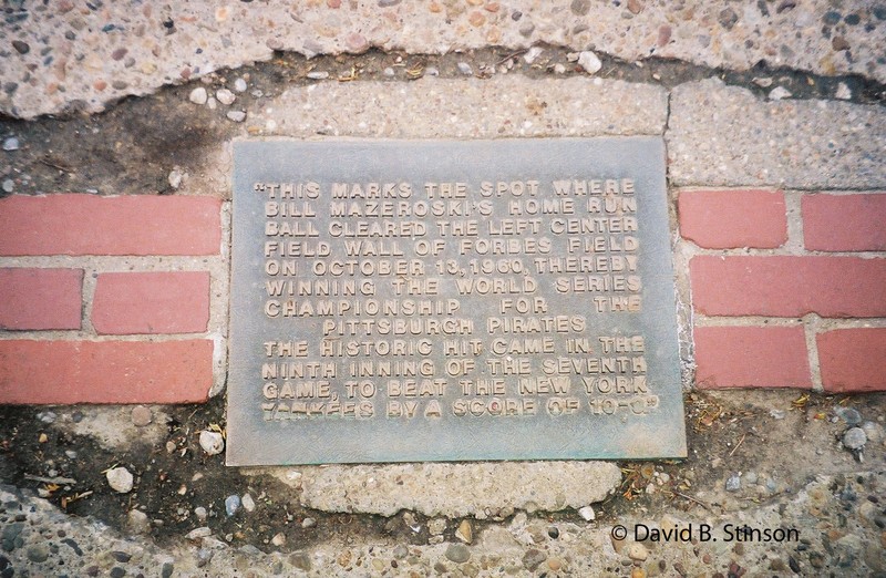 Plaque honoring the spot where Bill Mazeroski hit the 1960 World Series winning home run