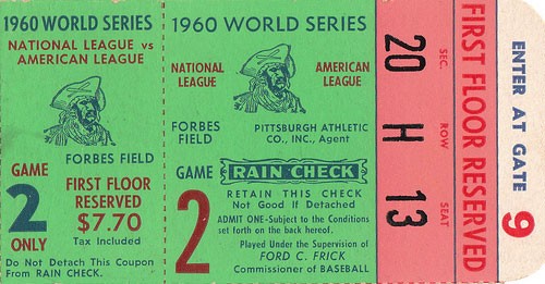 Ticket stub from the 1960 World Series