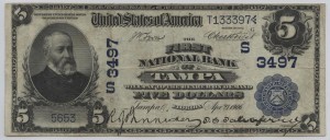 1902 currency from the Bank of Tampa bearing T. C. Taliaferro's image and signature.  