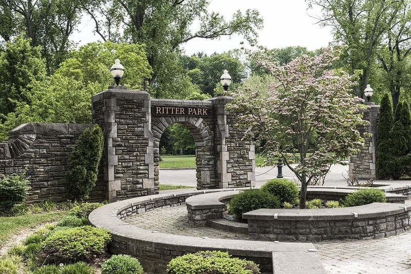 One of the main entrances into Ritter Park is this stone archway, believed to have been built by the WPA in the 1930s. Image courtesy of the Library of Congress. 