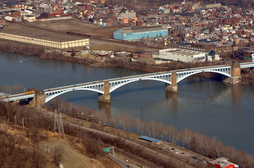 Overhead shot of the bridge.