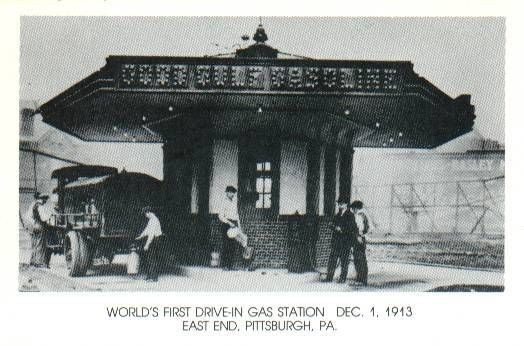 Another vintage photo of the first drive-in gas station.