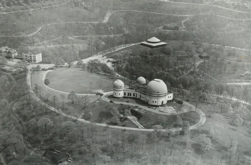 An aerial shot of the original observatory.