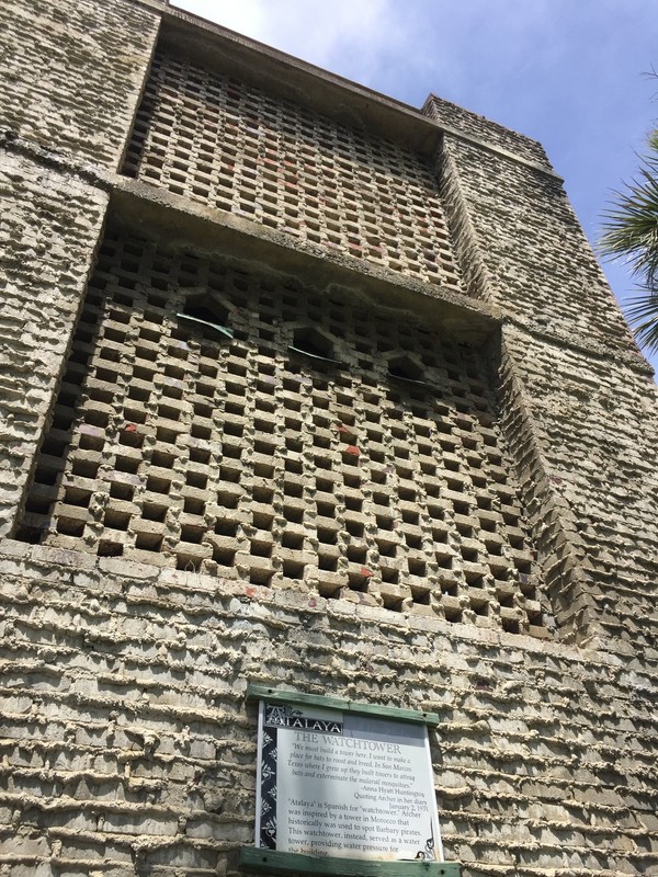 Upclose of the watchtower. It served as a water tower, providing water pressure to the building.