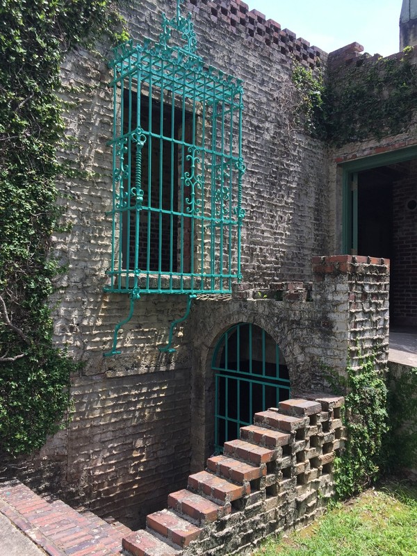 Another photo of the wrought iron gates that were designed by Anna Huntington. Down below leads to the cypress water tank, which is closed to the public.