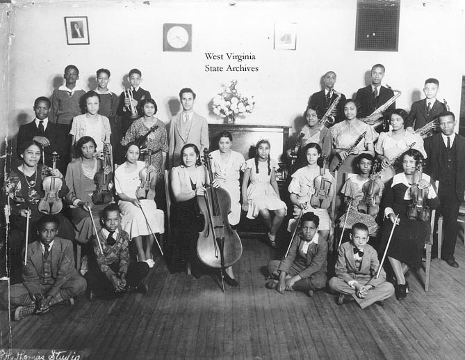 Revella Hughes and the Barnett School Orchestra, circa 1933