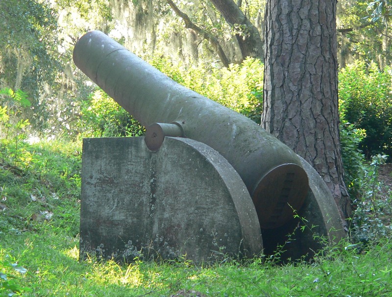 One of the canons on display