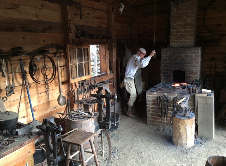 The homestead's recreated Blacksmith's forge.  