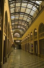 The inside of the renovated Galleria, which retains its glass ceiling and open arcade design. Developers hope the renovated building will become a center of economic development and a desired residential property.