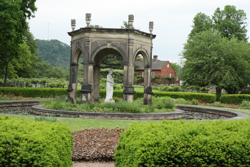 A garden sculpture within the village.