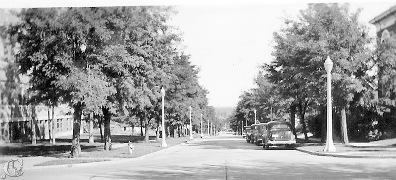 Normal [College] Avenue about 1935. The Philena apartments are at right.