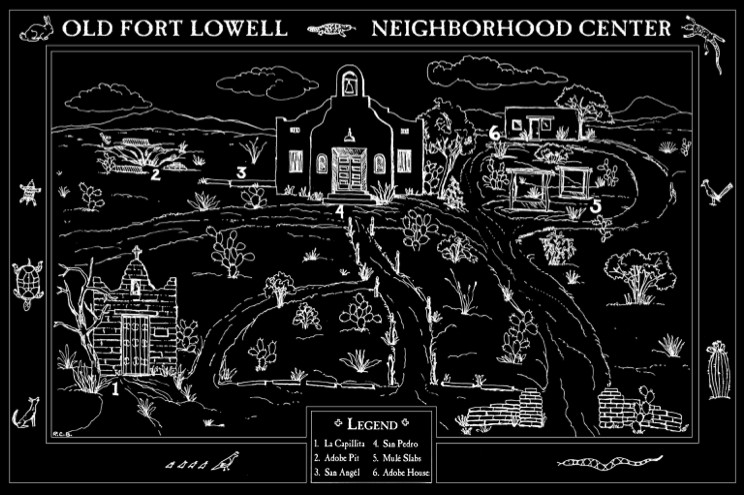 Drawing w/legend of Old Fort Lowell Neighborhood Center